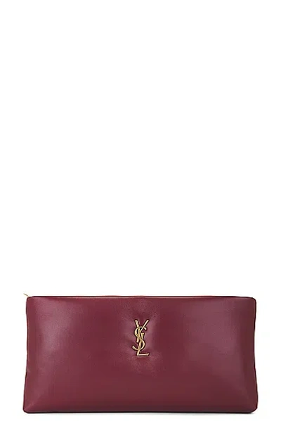 Saint Laurent Calypso Long Zipped Pouch In Dark Bordeaux