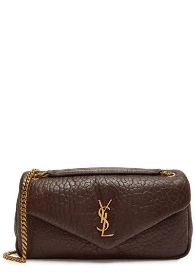 Saint Laurent Calypso Medium Pebbled Leather Shoulder Bag In Brown