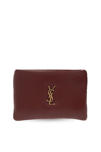 Saint Laurent Calypso Mini Pouch In Brown