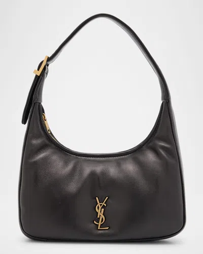 Saint Laurent Calypso Mini Ysl Shoulder Bag In Plunged Lambskin In Noir