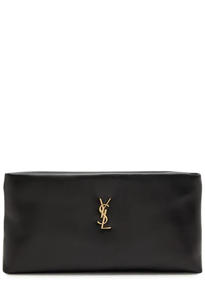 Saint Laurent Calypso Padded Leather Pouch In Black