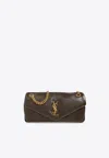 Saint Laurent Calypso Small Ysl Shoulder Bag In Smooth Padded Leather In Brown