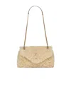 Saint Laurent Calypso Shearling Shoulder Bag In Nude