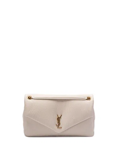 Saint Laurent Calypso Large Padded Textured-leather Shoulder Bag In Beige