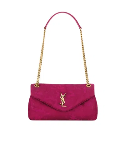 Saint Laurent Calypso Small In Jacquard In Red Berries
