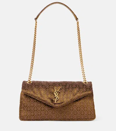 Saint Laurent Calypso Small Jacquard Shoulder Bag In Green