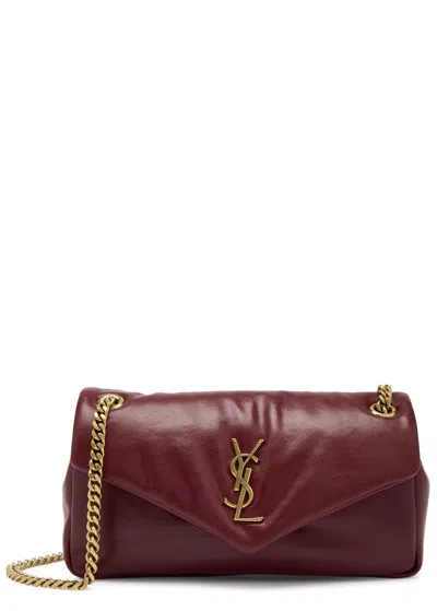 Saint Laurent Calypso Small Padded Leather Shoulder Bag In Burgundy