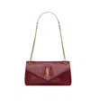 Saint Laurent Calypso Small Shiny Leather Shoulder Bag In Red