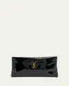 Saint Laurent Calypso Ysl Long Clutch Bag In Patent Polyurethane In Black