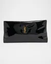 Saint Laurent Calypso Ysl Long Clutch Bag In Patent Polyurethane In Black