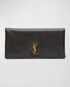 Saint Laurent Calypso Ysl Pouch Clutch Bag In Lambskin Leather In Nero