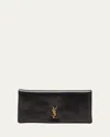 Saint Laurent Calypso Ysl Pouch Clutch Bag In Lambskin Leather In Nero