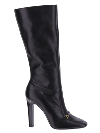 Saint Laurent Camden Boots In Shiny Grained Leather In Black
