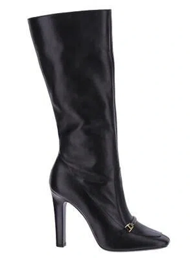 Pre-owned Saint Laurent Camden Boots In Shiny Grained Leather In Nero