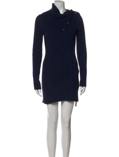 Pre-owned Saint Laurent Camel Hair Turtleneck Sweater In Blue