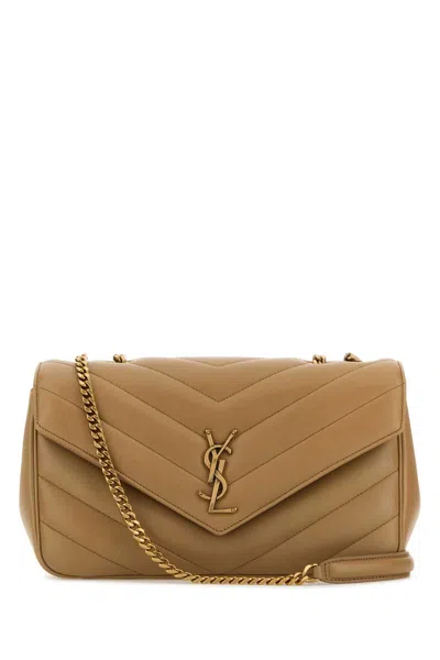 Saint Laurent Camel Leather Medium Lou Lou Shoulder Bag In Brown