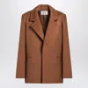 Saint Laurent Brown Coat With Classic Lapels And Shoulder Pads In Virgin Wool Woman In Black