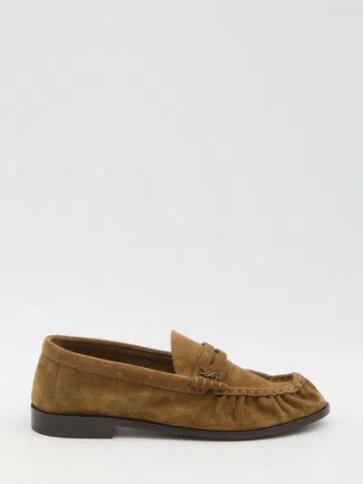 Saint Laurent Camel Suede Le Loafer Loafers In Brown