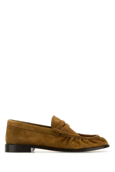 Saint Laurent Camel Suede Le Loafer Loafers In Brown