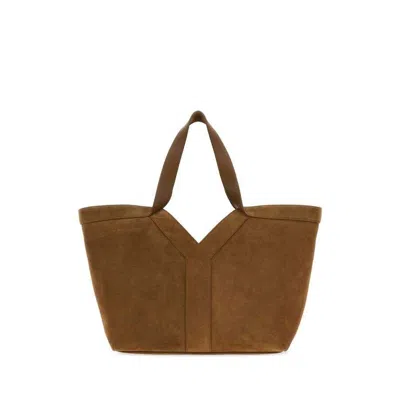 Saint Laurent Camel Suede Shopping Bag Orangecaramelcogn Exterior: Lining: Borse A Mano In Brown