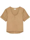 Saint Laurent Henley Twill-weave Blouse