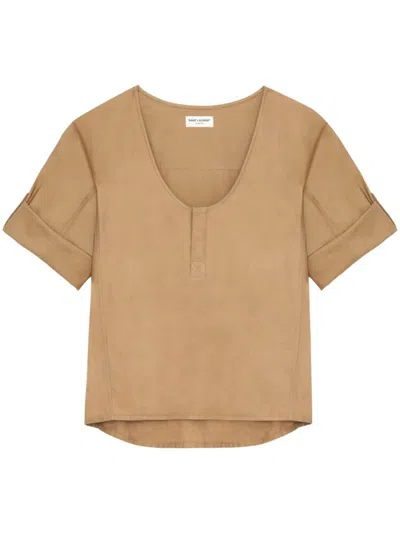 SAINT LAURENT SAINT LAURENT CAMEL TWILL TOP