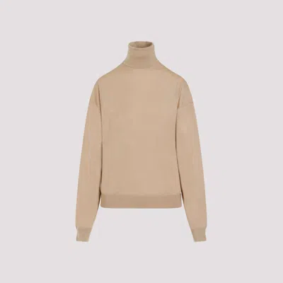 Saint Laurent Camel Wool Sweater In Nude & Neutrals