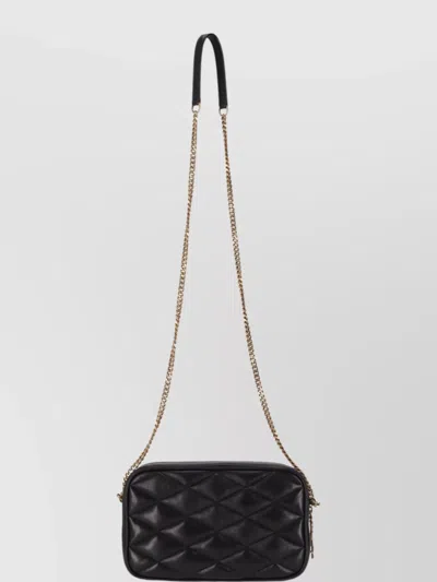 Saint Laurent Camera Bag With Chain Strap And Quilted Design In Black