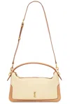 Saint Laurent Ysl Camera Top-handle Bag In Canvas And Leather In Avorio & Vintage Brown Gold