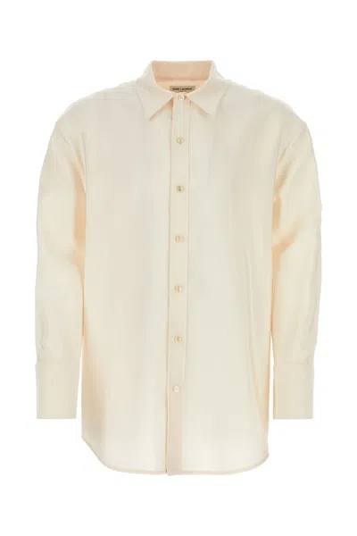 Saint Laurent Oversized Ivory Faille Shirt In White