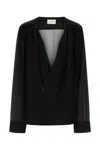 Saint Laurent Crepe Shirt Front Double-breasted In Black