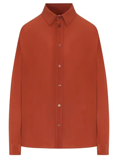 Saint Laurent Shirt Collared Design Long Sleeves Relaxed Fit In Orange