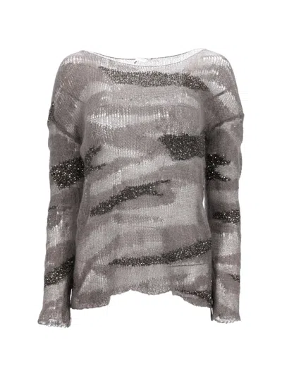 Pre-owned Saint Laurent Camouflage-patterned Sweater In Gray