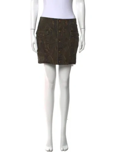 Pre-owned Saint Laurent Camouflage Print Mini Skirt In Green