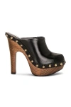 Saint Laurent Joan 105mm Leather Platform Mules In Nero