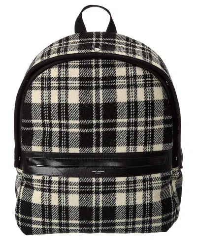 Saint Laurent Camp Leather-trim Backpack In White