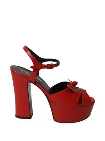 Pre-owned Saint Laurent Candy Bow Platform Sandals In Red