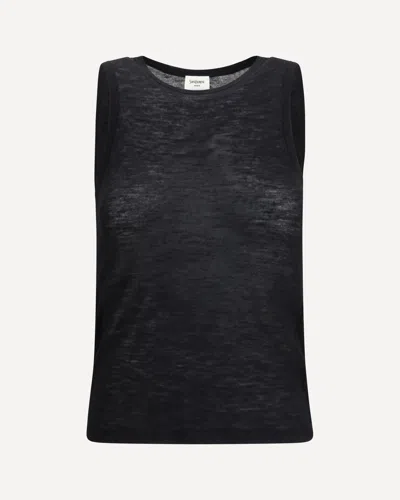 Saint Laurent Canottiera In Cashmere E Jersey Di Seta In Black