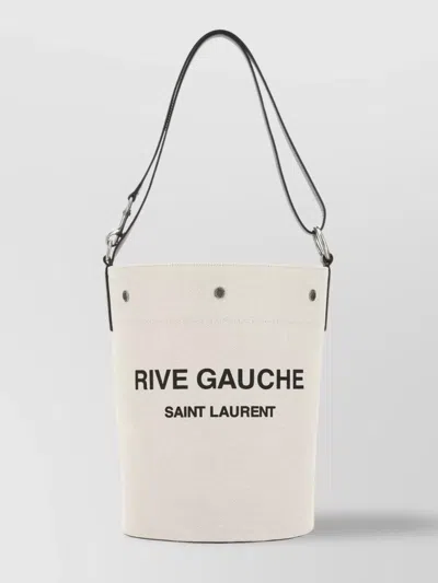 Saint Laurent Canvas And Leather Medium Bucket Bag In Neutral
