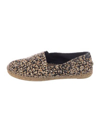 Pre-owned Saint Laurent Canvas Animal Print Espadrilles In Brown