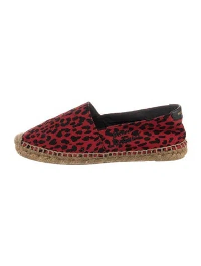 Pre-owned Saint Laurent Canvas Animal Print Espadrilles In Red