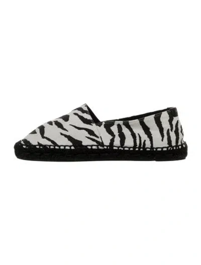 Pre-owned Saint Laurent Canvas Animal Print Espadrilles In White