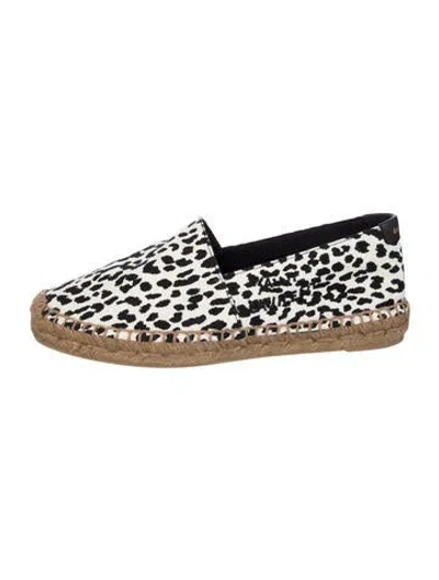 Pre-owned Saint Laurent Canvas Animal Print Espadrilles In White