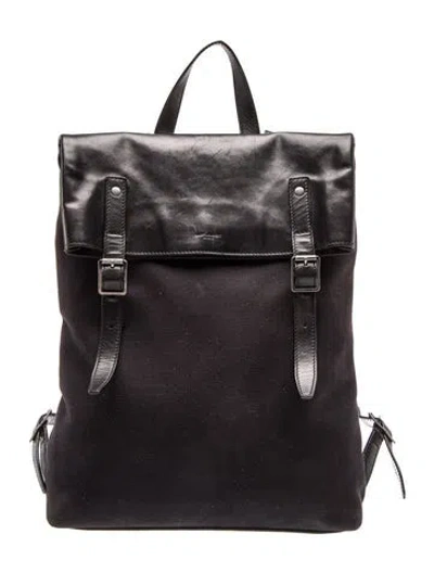 Pre-owned Saint Laurent Canvas Backpack In Black