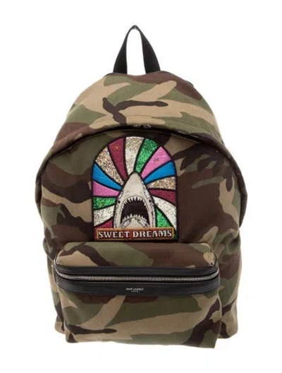 Pre-owned Saint Laurent Canvas Backpack In Green