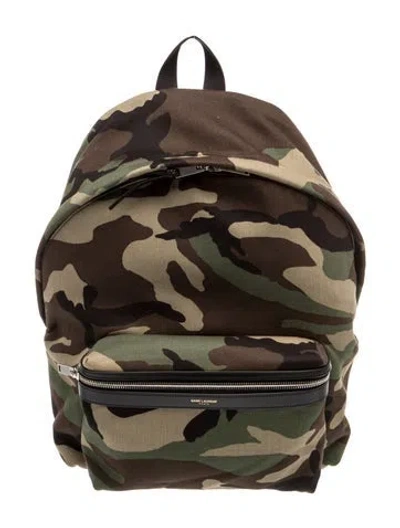 Pre-owned Saint Laurent Canvas Backpack In Green