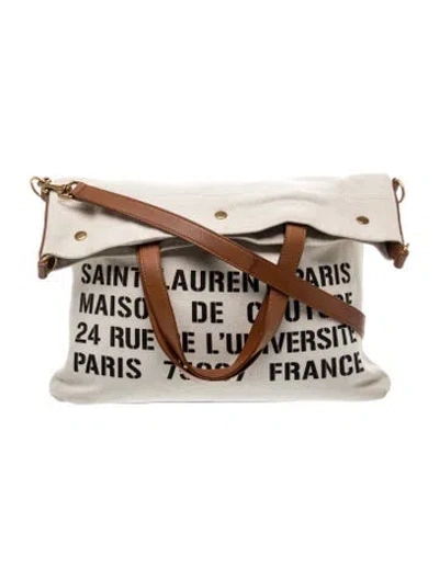 Pre-owned Saint Laurent Canvas Belt Bag In Neutrals
