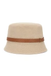 Saint Laurent Cassandre Fischerhut Aus Canvas In Beige & Light Brown