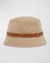SAINT LAURENT CANVAS BUCKET HAT WITH A YSL LEATHER BAND