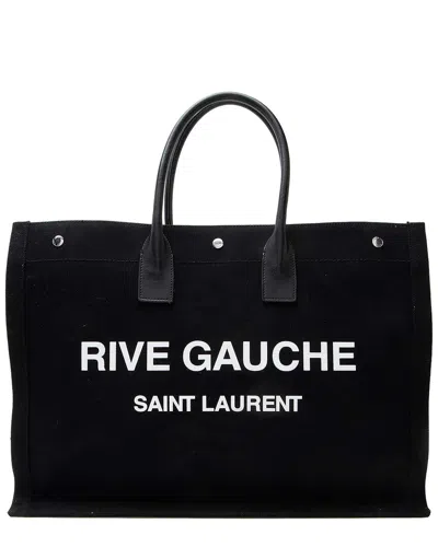 Saint Laurent Canvas Calfskin Rive Gauche Large Tote (authentic Pre-loved) In Pink